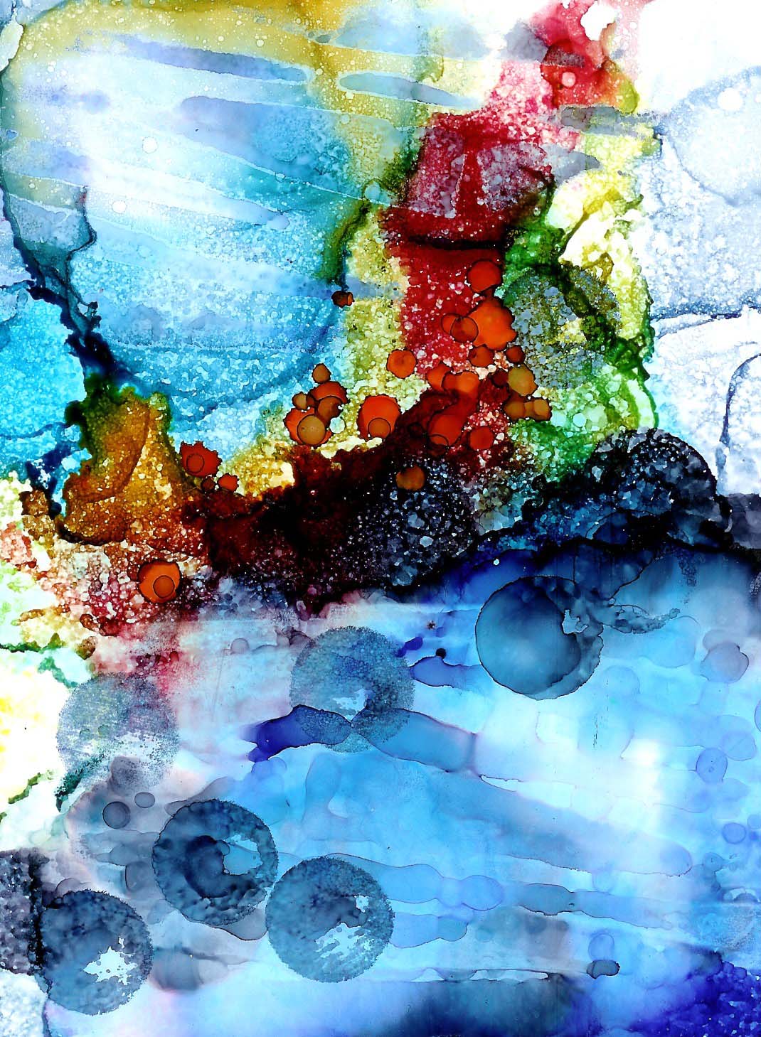 abstract art piece created using alcohol inks