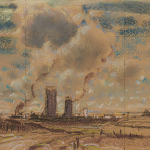A.C. Leighton "Sketch for Train and Elevator, Dewinton" Pastel, N.D.